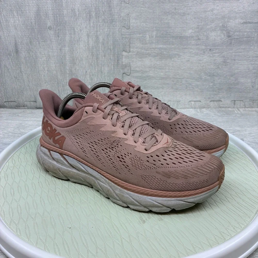 Hoka One One Clifton 7 Running Shoes Women's 11 Pink Mesh Athletic 1110509-MRCB